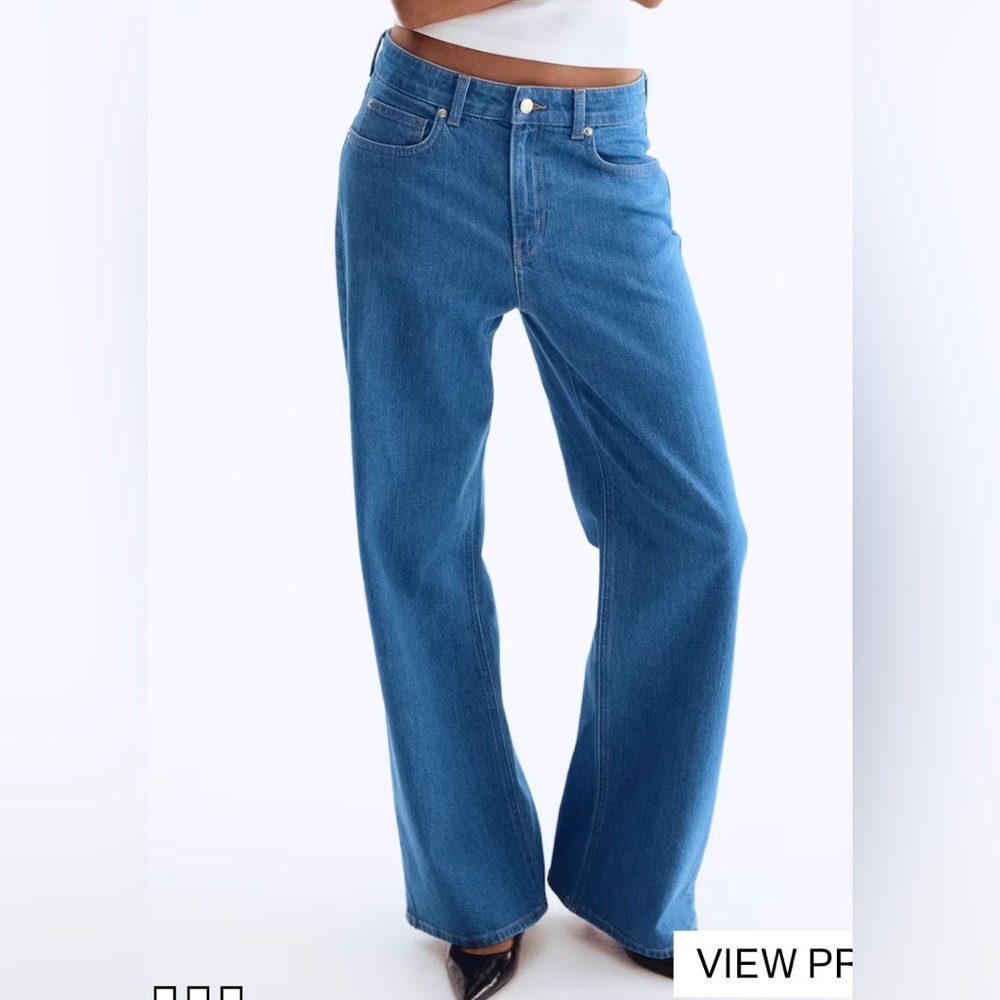 H&M Denim Blue HARPER WIDE LEG JEANS FULL LENGTH